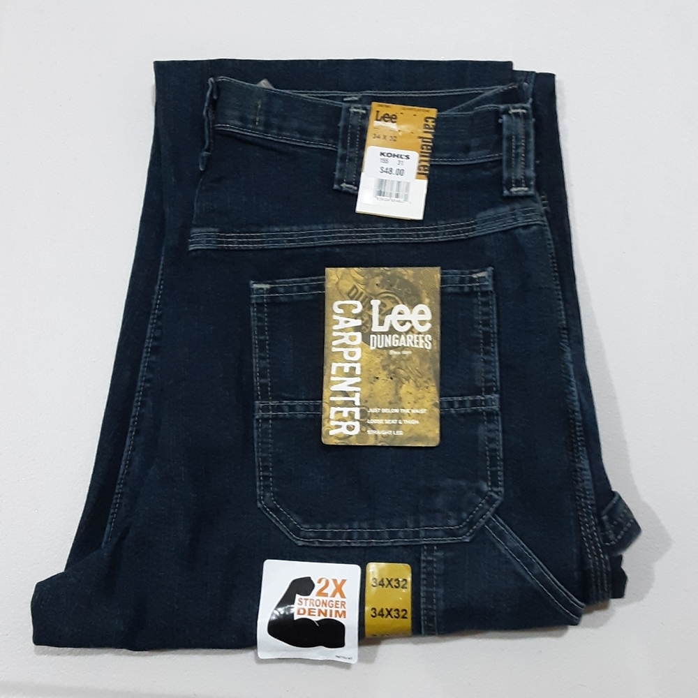 New Mens Lee Carpenter Dungarees Jean's, 34 x 32